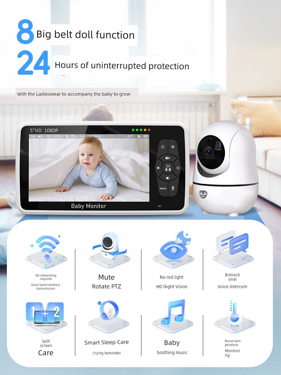 Smart Home Baby Child Sleeping Monitor Wireless HD Night Vision Voice Intercom Cry Reminder for Newborn to 10 Years Old