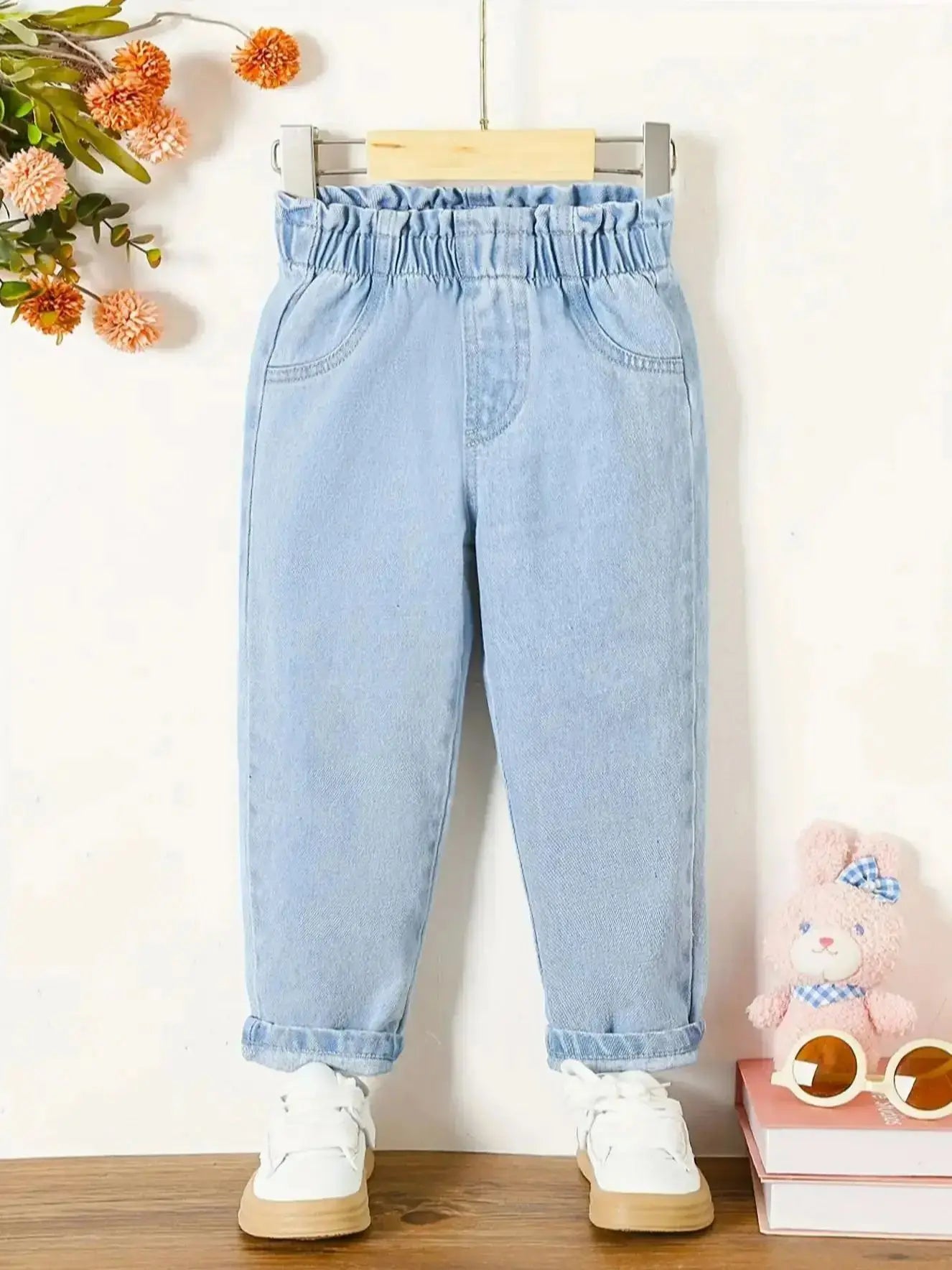 Girl Jeans Directional Development Girls Tapered Jeans Fashionable Loose Casual Style Spring and Summer Clothing