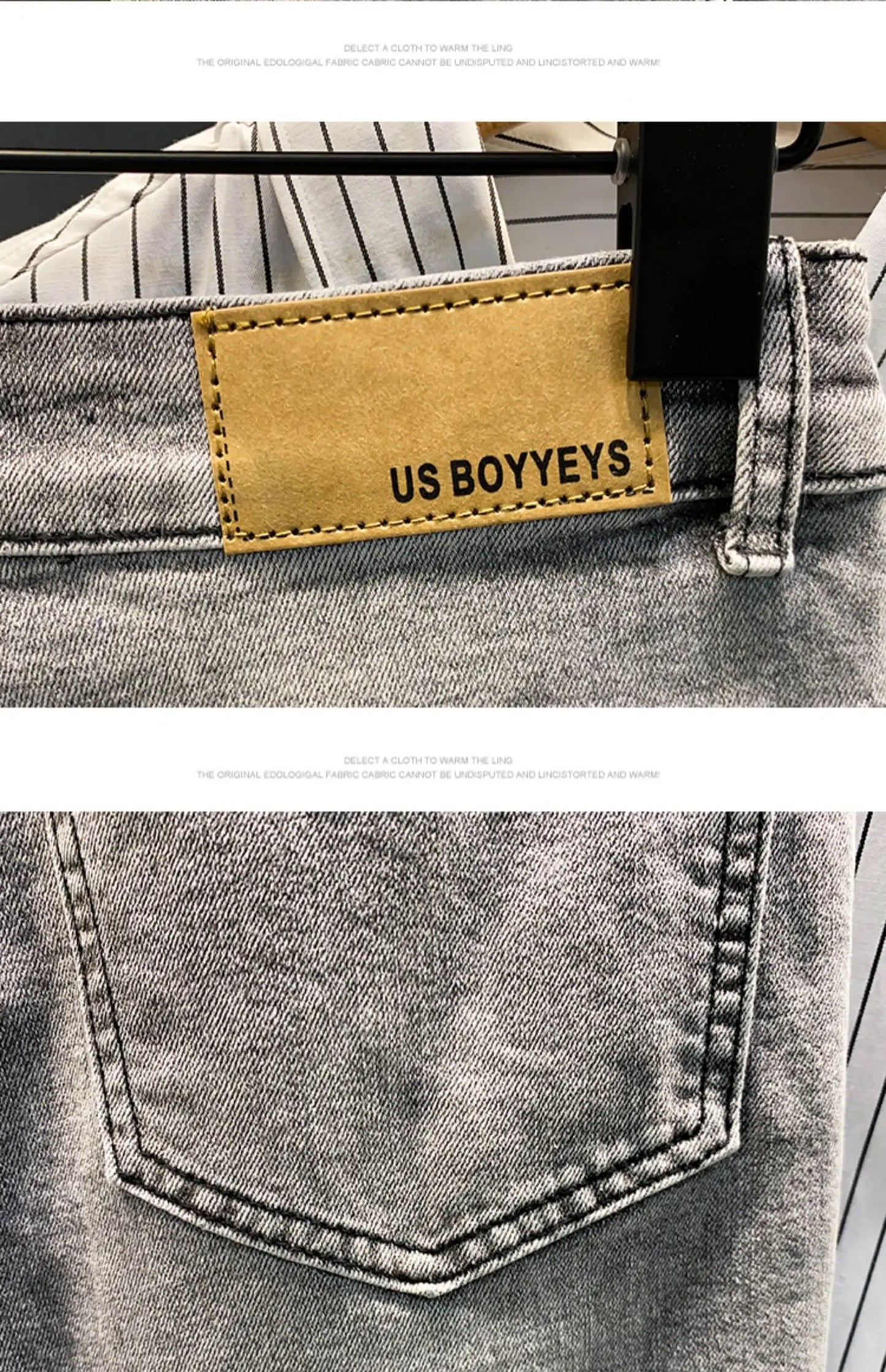 Summer ey e Nine-Ten Men's Jeans Sli Versatile Slim Fit Casual Cotton Stretch Fabric mid Waist Zipper Closure