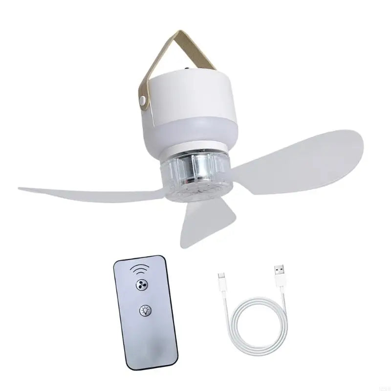 11.4Inch USB Rechargeable Camping Fan With Remote Control And LED Light 3 Speed 3 Brightness Level For Tent Outdoor