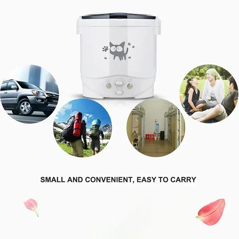 Electric Mini Rice Cooker Portable Self-driving MultiCooker 12V 24V 220V Pot Cooking Machine Pans For Car Truck Home