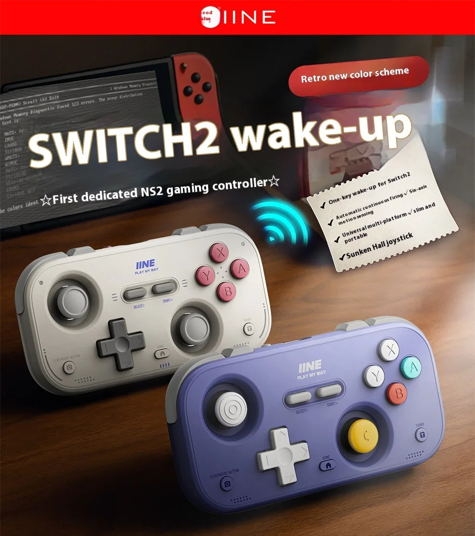 IINE Pocket Mini Controller Palm-Sized Gamepads 1000hz Hall Joystick Short Video Remote Control Suitable for NS2 Android iPhone