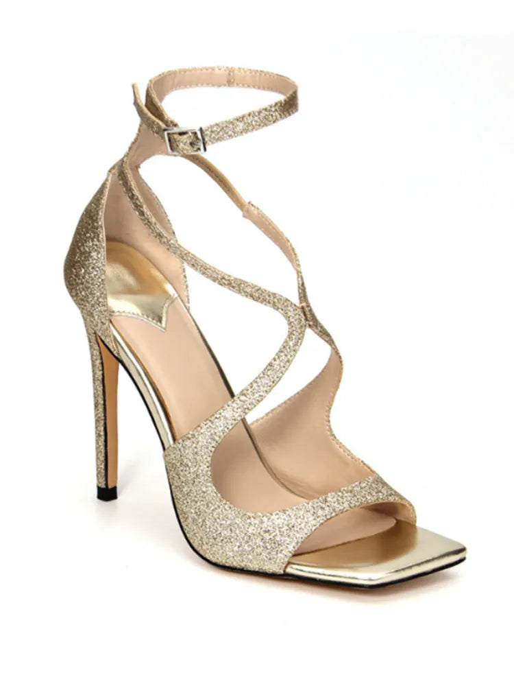 Summer New Fashionable High-heeled Women's Open Toed Sandals Dance Shoes Party Sexy 34-44 Large Women's Shoes