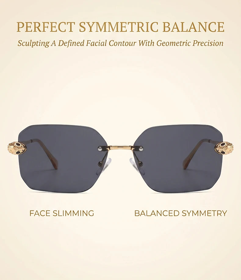 Retro Rectangle Rimless Sunglasses Women 2026 Luxury Designer Punk Square Sun Glasses for Ladies UV400 Gradient Eyewear Shades