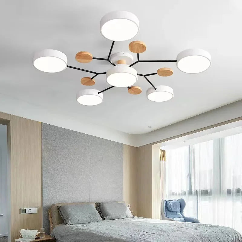 Retro Nordic Minimalist Four Head Six Head Restaurant Lighting Living Room Bedroom Lighting Room Ceiling Light Cross border