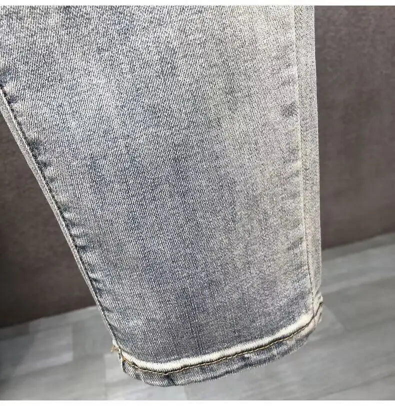 Luxury Fashion Designer Vintage Slim Fit Men's Denim Jeans Casual Korean Spring and Autumn Stretch Washed Trousers Male Jeans