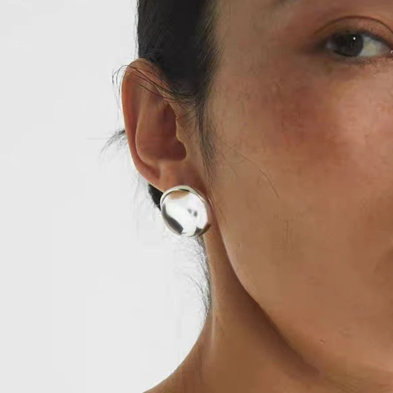 Fashion Copper Plated Platinum Glass Bead Earrings Ring Women Minimalist Art Jewelry Accessories