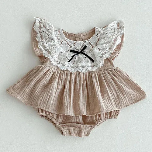 2025 New Summer Infant Baby Girls Bodysuits+Hat Sleeveless Cotton Flower Print Toddler Baby Girls Jumpsuit 0-24M Baby Clothing