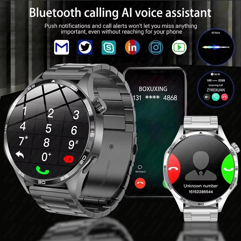 2025 New Mens Smart Watch 360 * 360 Bluetooth Call Smartwatch AMOLED Screen GPS Smart Watches NFC Waterproof Smart Watch for Men