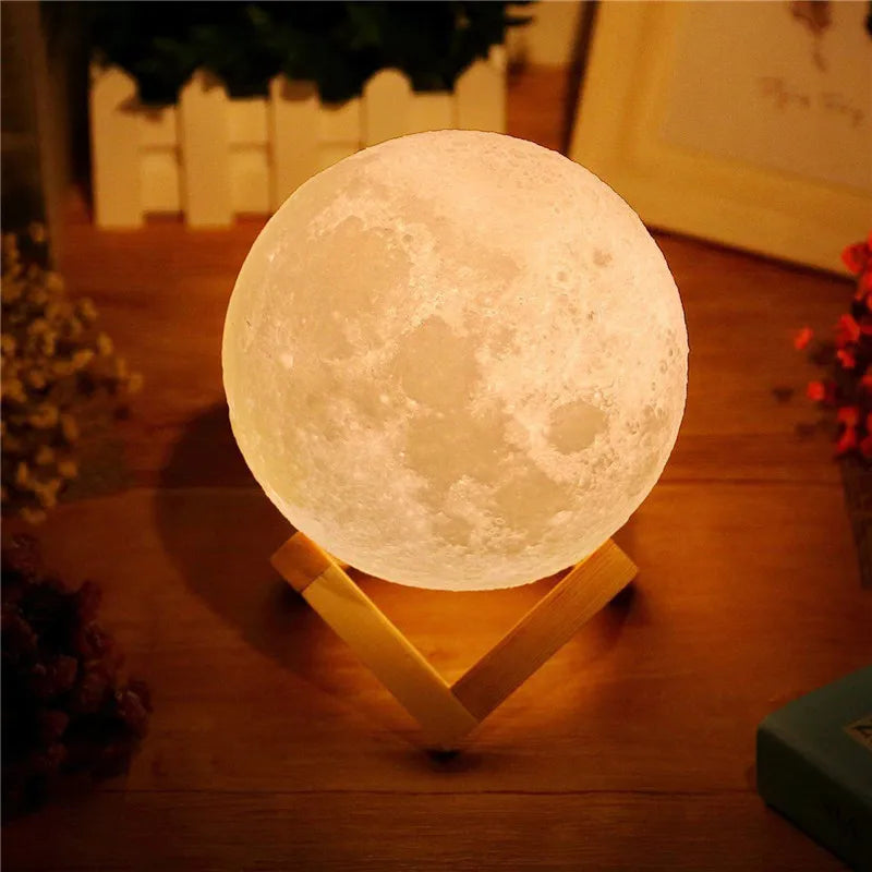 3D Print Moon Lamp Rechargeable Color Change 3D Light Touch Moon Lamp Children's Lights Night Lamp LED Night Light for Home 2024