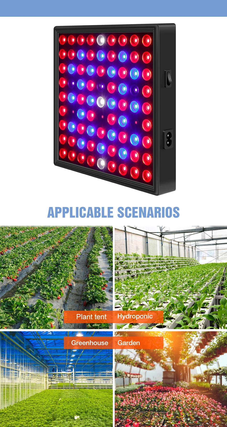 200W LED Plant Grow Light Full Spectrum Indoor Hydroponics Fill Lamp AC100-277V Greenhouse Vegetable Fruits Cultivation Lighting