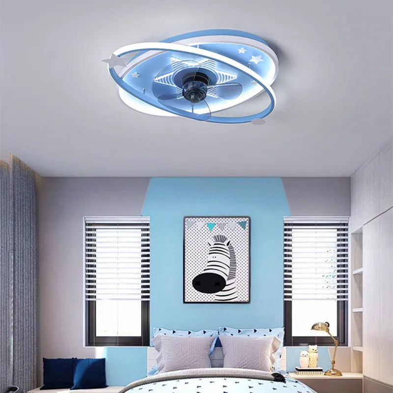 with light small ceiling fan Led kids light with fan Chandelier For Home Bedroom Lamp 3 Color Dimmable remote control fan light