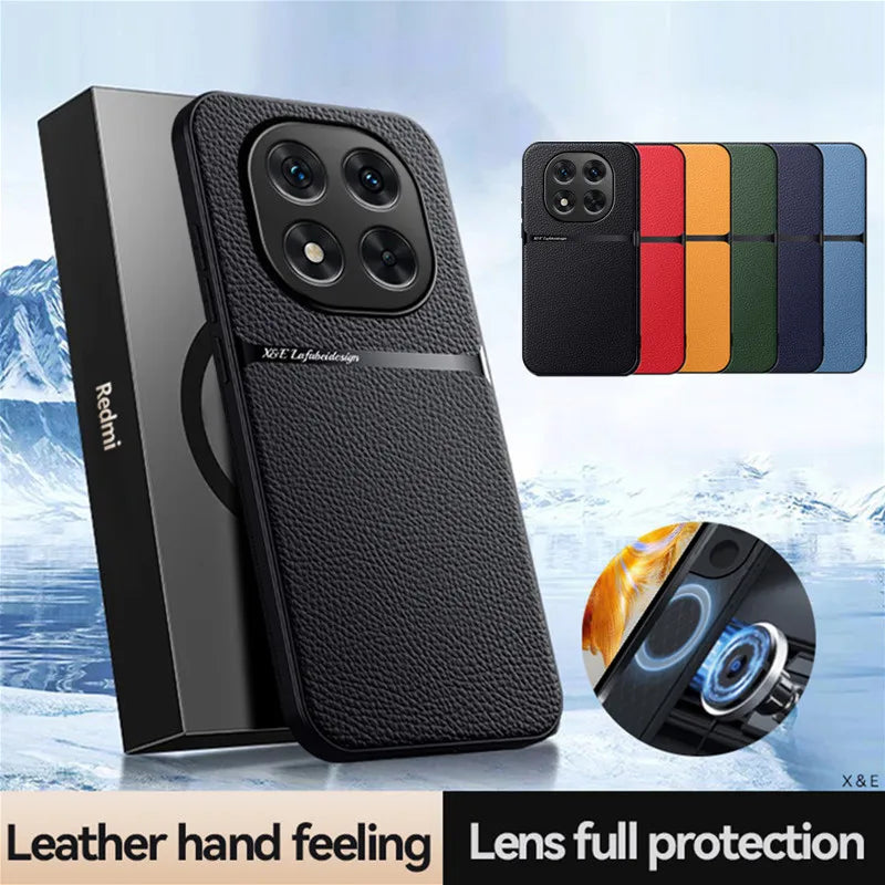 PU Leather Magnetic Case for Xiaomi Redmi Note 14 Pro 5G 14 Pro+ Plus Protective Cover Back Shell Coque Fundas Capa