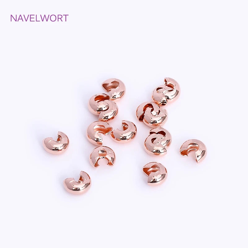 18K Gold Plated Brass Stripe Crimp End Beads Stopper Open Crimp Beads Covers DIY Handmade Crafts Accessories For Jewelry