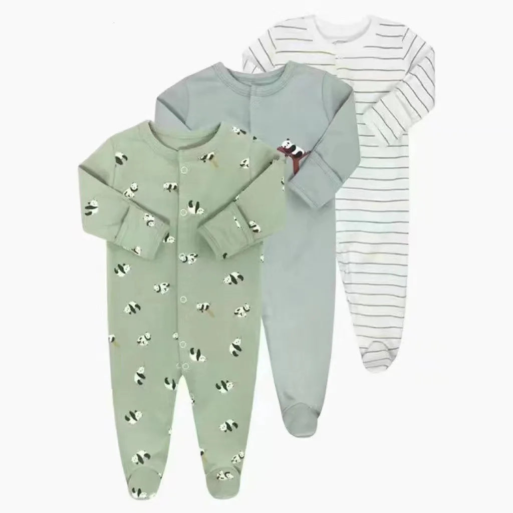 3Pcs Brand Newborn Baby Clothes Set Infant Boys Girls Romper Cotton Long Sleeve Pajamas Jumpsuit Toddler Outfits