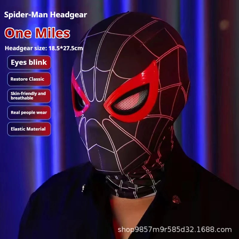 Spiderman Mascara Headgear Cosplay Moving Eyes Electronic Mask Spider Man Remote Control Elastic Toys For Adults Kids Gifts