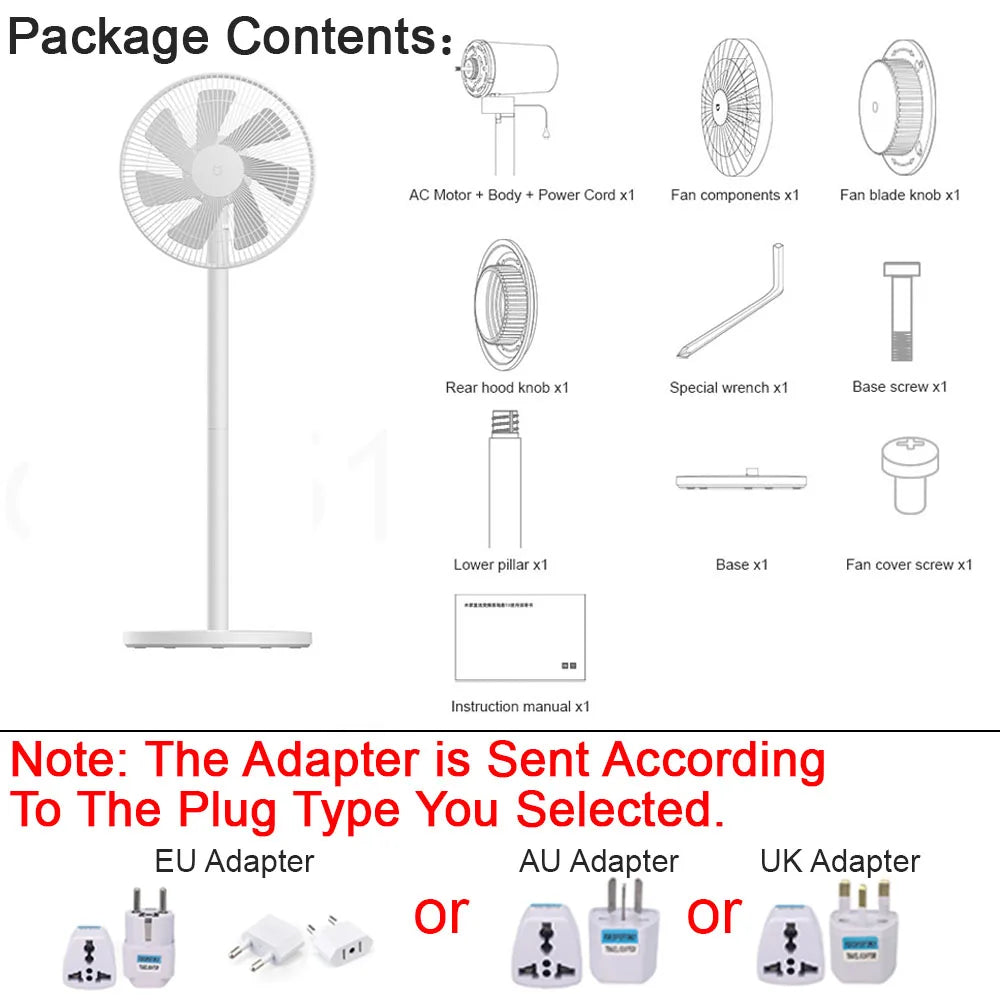 MIJIA Floor Fan,7 Blade,Adjustable Wide-Angle 90°,Home Fan For Living Room,Support Connect MI HOME APP Wired Fan