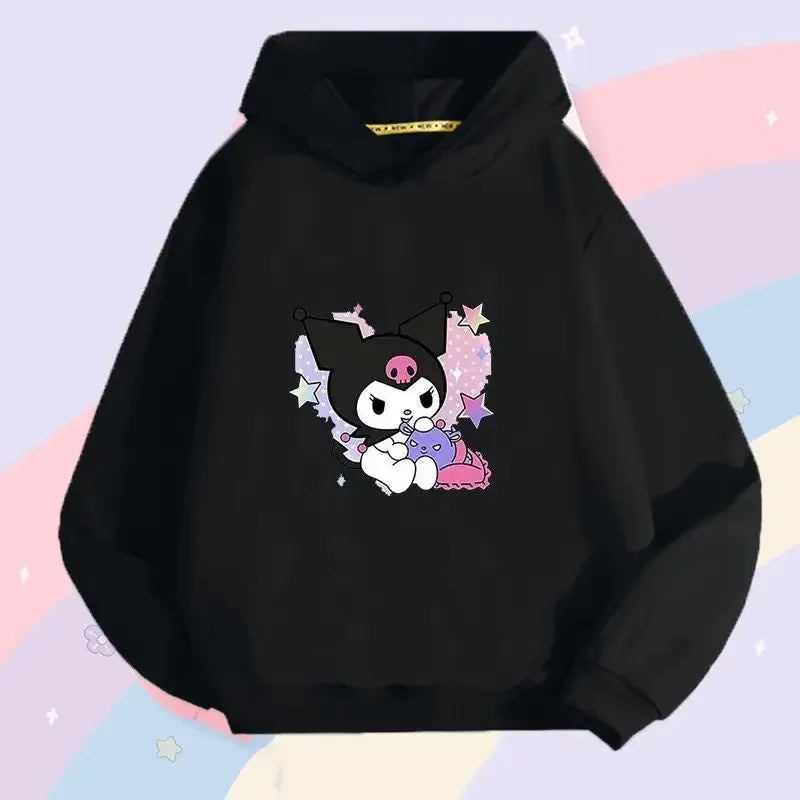 Sanrio Children's Hoodie, Children's Hoodie, Girls' Kuromi Cute Autumn and Winter Warm Children's Hoodie