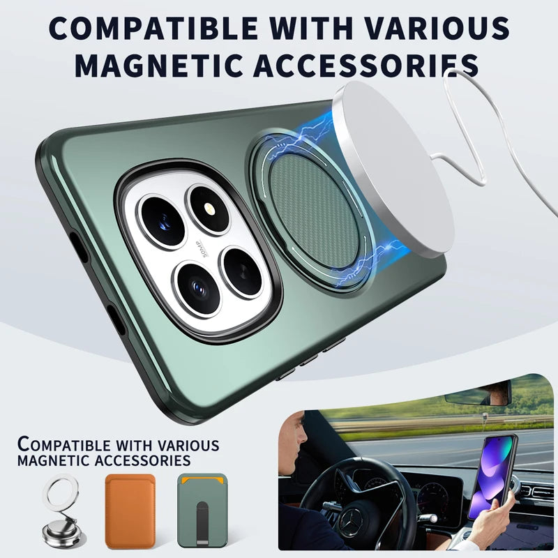For Xiaomi Redmi Note 15 Pro Plus, 15 Pro 5G Magnetic Case ELVEV Anti-scratch Hard PC Bracket Suction Phone Cover