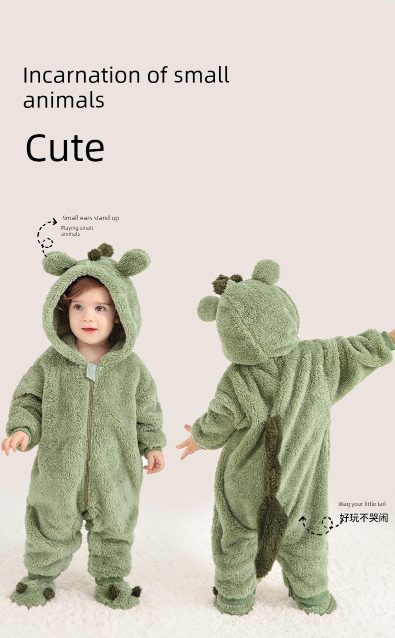 European Pregnant Woman and Baby Autumn and Winter Clothes Baby Going out Cotton-Padded Clothes Thickened Warm Jumpsuit Cute Double-Sided Velvet Outwear Romper