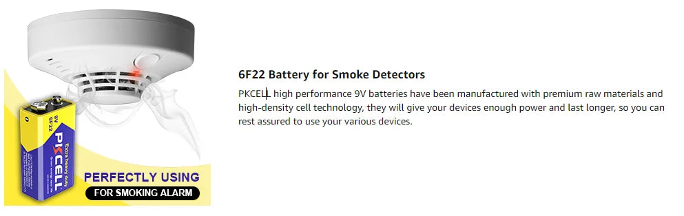PKCELL 10PC 6F22 Battery PP3 9Volt Carbon Batteria Cell Leak-Proof Smoke Detector Batteries EN22 1604AU 6AM6 Zinc Carbon Battery