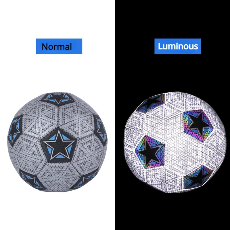Luminous Football Size5 Machine-stitched Reflective Football Pu Training Game Adult Luminous Football Soccer Training Equipment