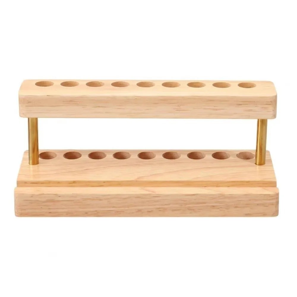 Modern Walnut Wood Pen Holder 9 Slots Sleek Desk Organizer Phone Stand For Office School