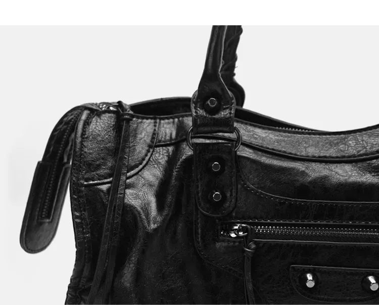 Luxury Designer City Motorcycle Shoulder Tote Bag for Women Large Capacity Autumn Winter Handbag Crossbody Stylish Women's Bag