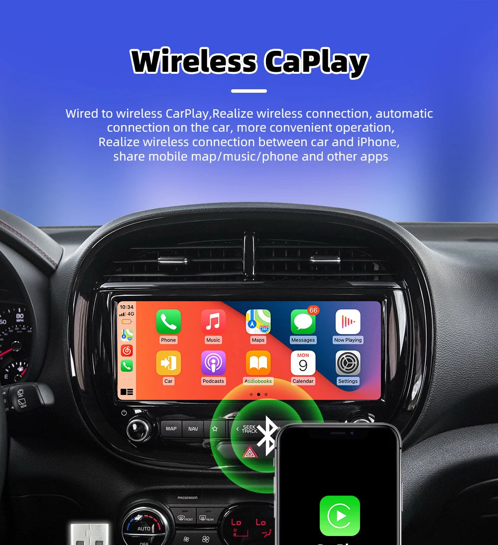 2025 New Wired to Wireless CarPlay 2 in1 Mini Adapter Android Auto Smart Box Plug and Play Auto Connection OTA Update Universal