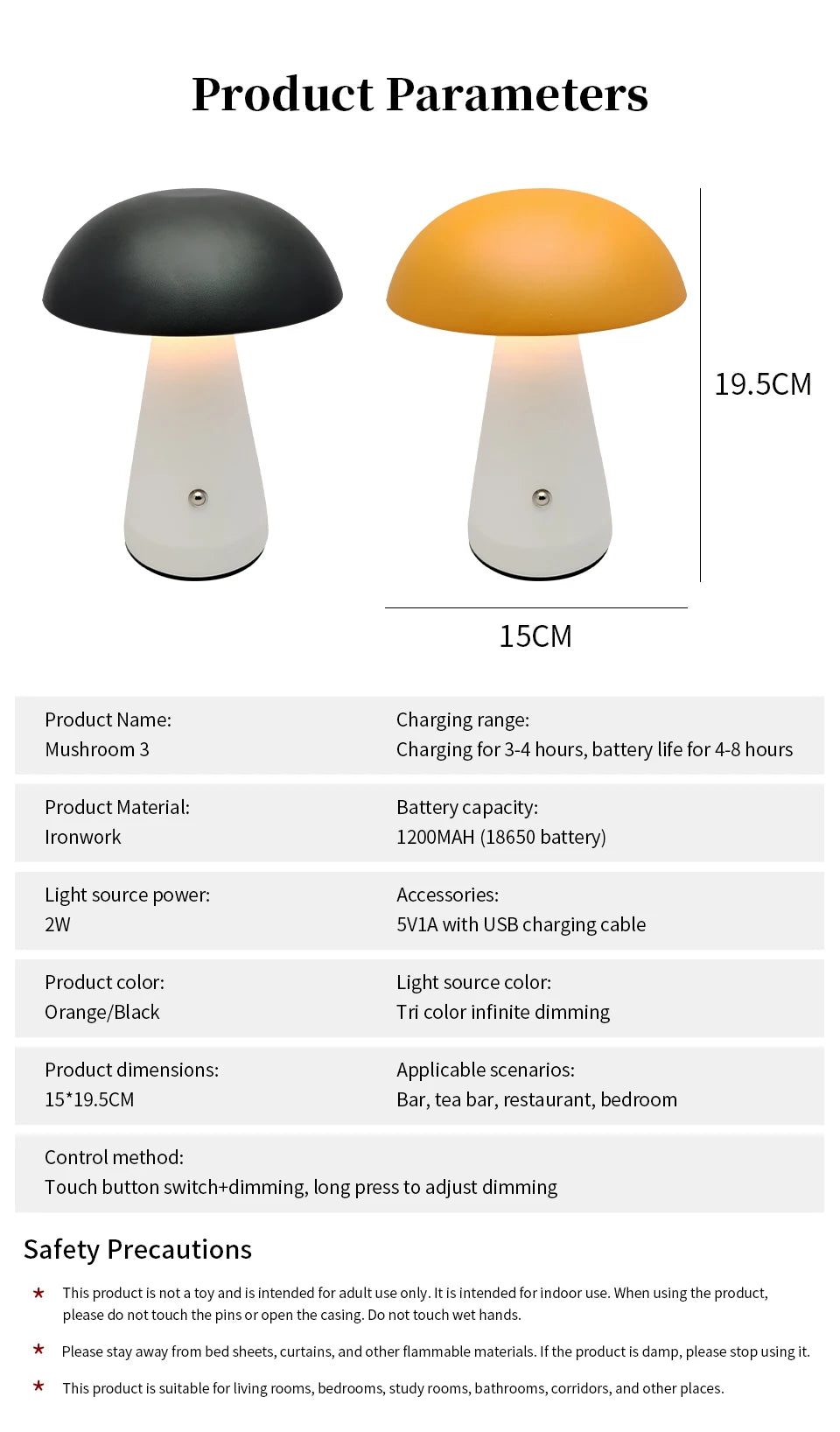 Minimalist Nordic Mushroom LED Desk Lamp Touch Dimming Bedhead Night Light Reading Light Restaurant Bedroom Decorative Lighting