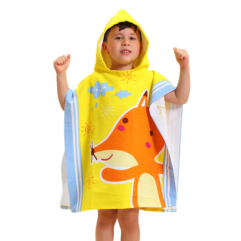 Children Bathing Stuff Kids Hooded Cape Towel Boy Shark Bathrobe Baby Dinosaur Bath Towel Girls Unicorn Beach Towel Wrap Blanket