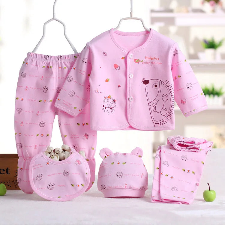 5pcs/set Children's Clothing Baby Hedgehog Newborn Set Pure Cotton 0-3M Baby Clothes Spring Autumn Pure Cotton Underwear Set