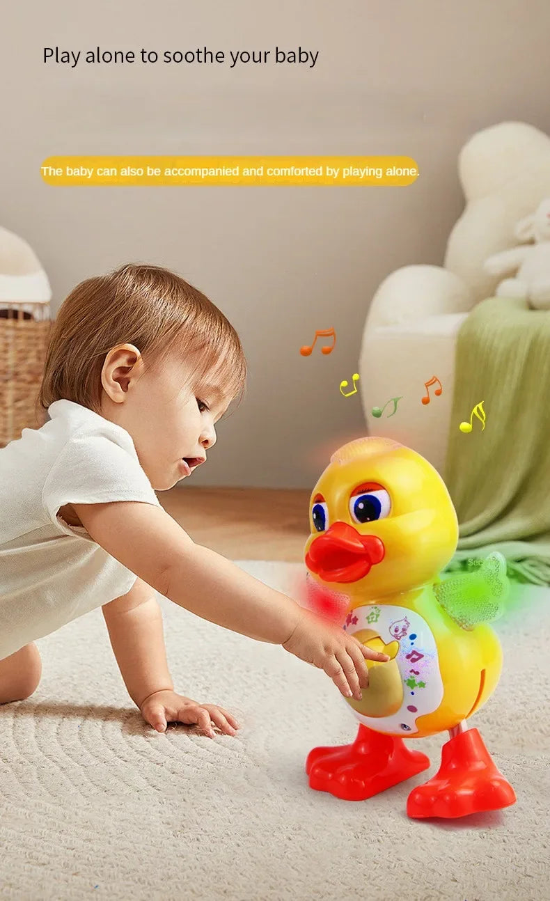Electric Dancing Duck Funny Blink Eyes Flashing Light Shake The Body Cute Musical Cartoon Animal Educational Toy Children Gift