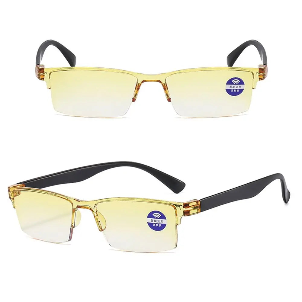Smart Automatic Zoom Eyeglasses Anti-Blue Light Reading Glasses Men Women Square Frameless Optical Spectacle Computer Eyewear