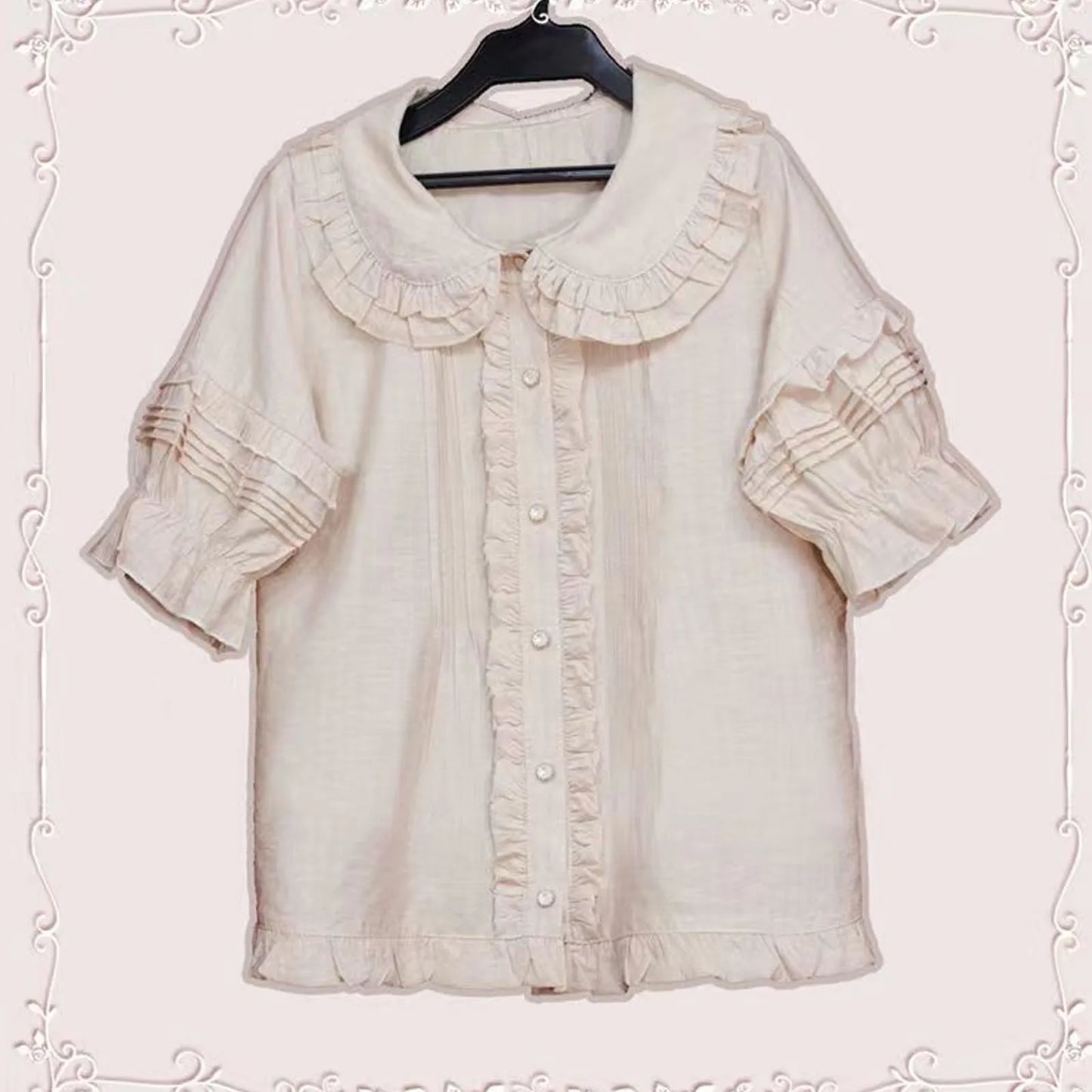 Spring Blouse Women Japanese Kawaii Cute Lace Patchwork Peter Pan Collar Shirt Vintage Sweet Embroidery Top Blusas