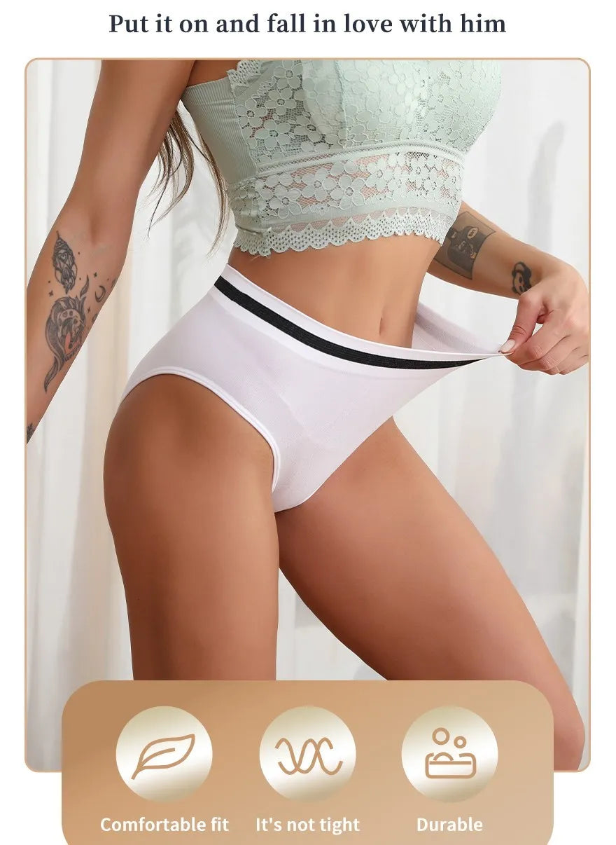 S-3XL 3-5Pcs Women Sport Briefs High Waist Panties Comfort Solid Color Underwear Sexy Underpants Intimate Lingerie Soft Briefs