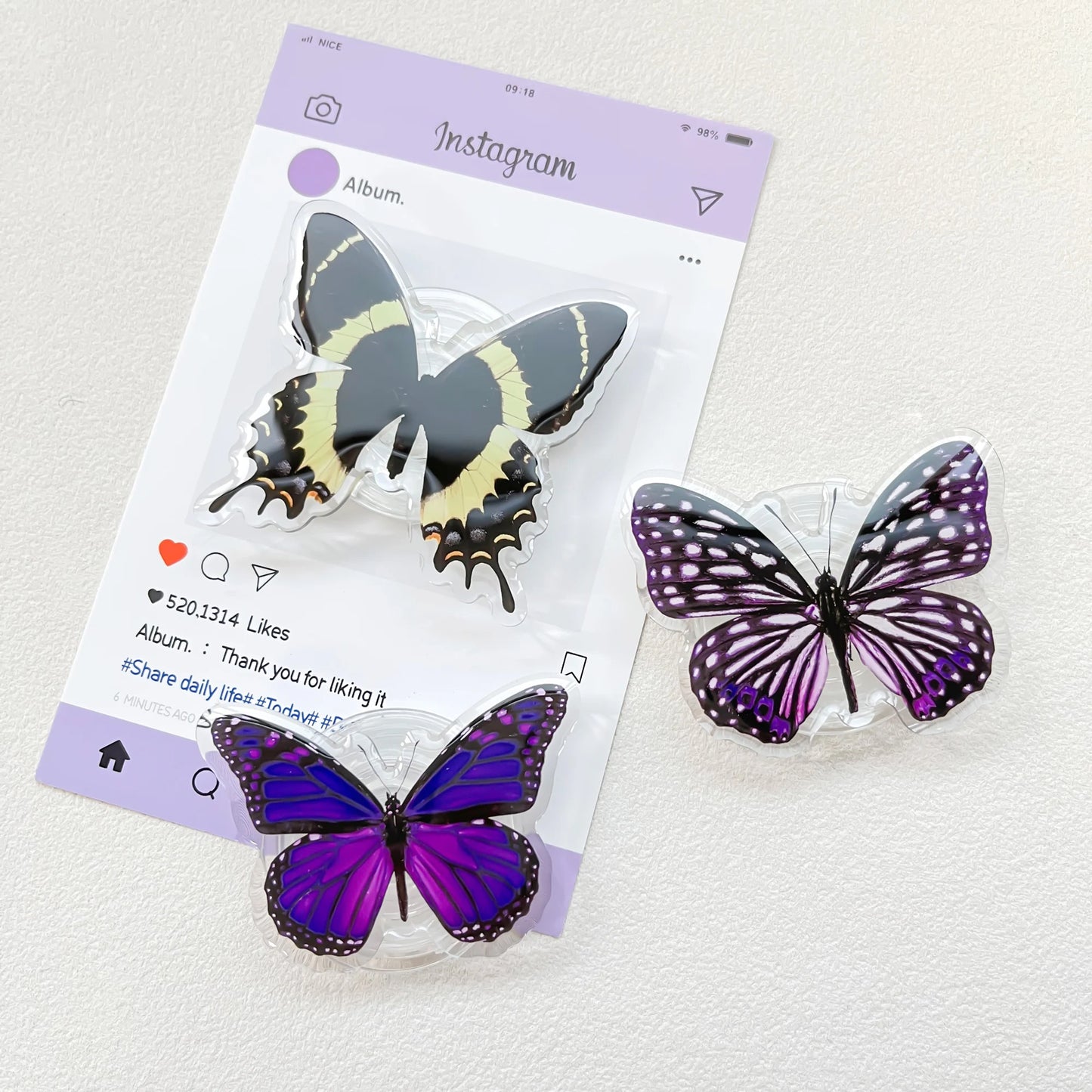 Cute Butterfly Phone Grip Griptok Holder Ring For iPhone 16 15 Universal Lovely Bowknot Phone Stand Bracket Poppings Socket