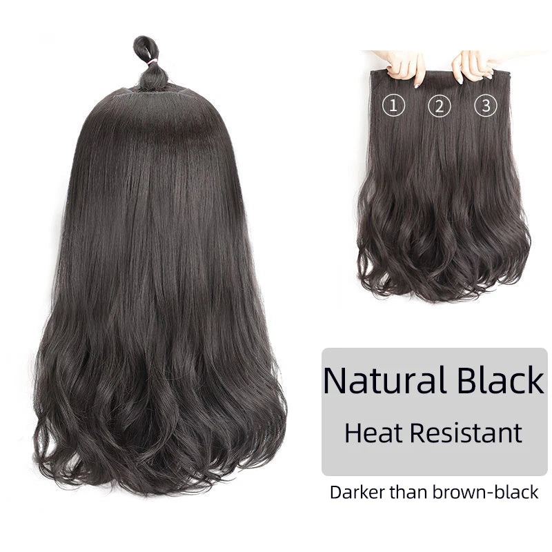 Aosiwig Synthetic Hair Extensions Long Straight Curly Wavy Natural Fake False Wig Female Clip In Hairpiece One Pieces for Women