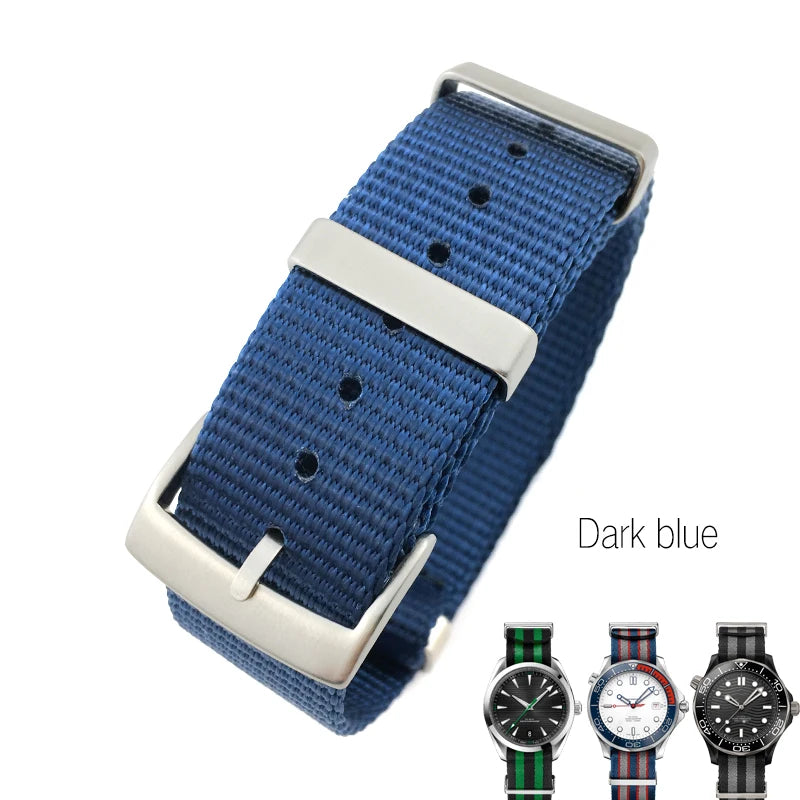 19mm 20mm 21mm 22mm Nylon Canvas Watchband Fit for Omega Seamaster 300 007 AQUA TERRA 150 Seiko Tissot Rolex Watch Strap