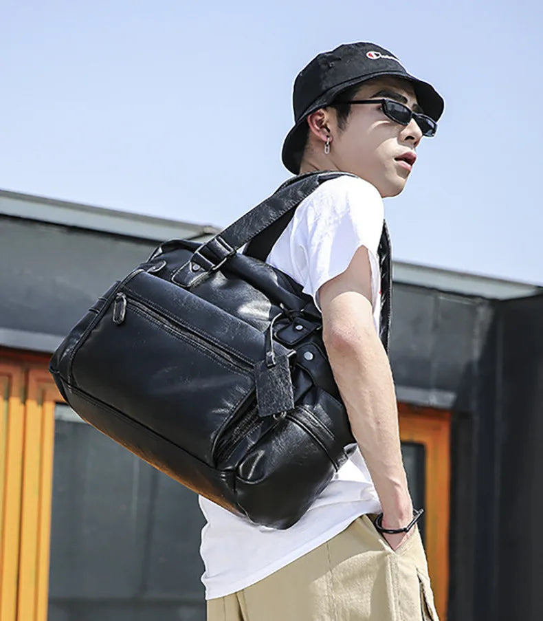 Luxury Crossbody Bags Men Handbag Large Capacity Travel Tote Soft PU Leather Business Men's Crossbody Bag Shoulder Messenger Bag
