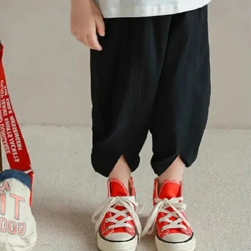 Boys And Girls Pants Japanese Korean Style Casual Loose Lantern Trousers Cropped Pants Summer Fashionable Children's Clothing
