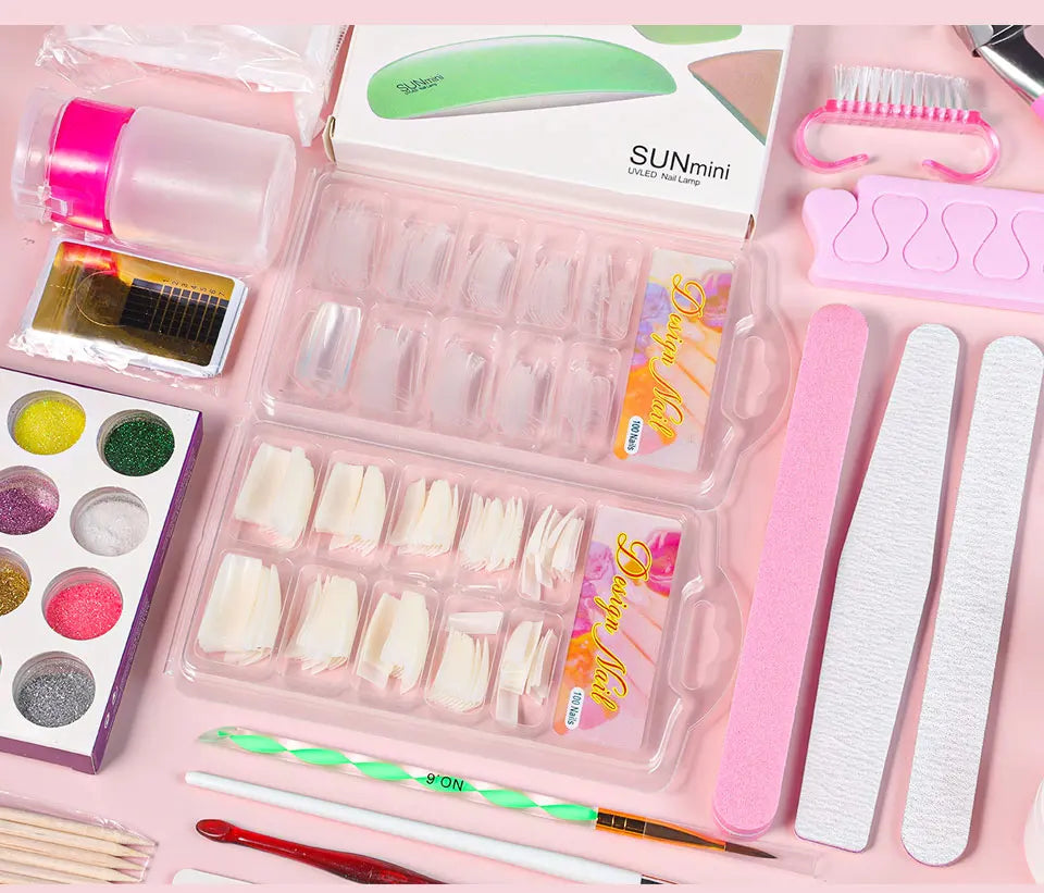 Nail Art Acrylic Powder and Liquid Mono Manicure Art Deco Nail Art Kit Crystal Nail Glitter 3D Engraved Acrylic Manicure Kit