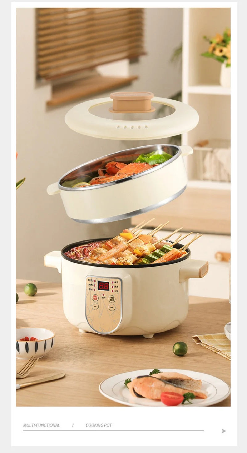 2.5L Home Multifunctional Electric Saute Pot Smart Non-stick With Steamer Rice Cooker Large Capacity Electric Hot Pot 220V