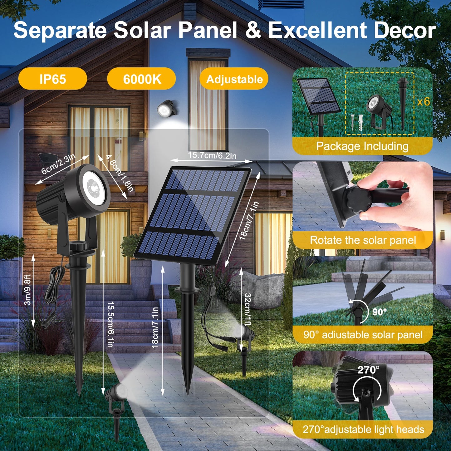 RGB/3000K/6000k Solar Garden Light Outdoor Solar Power Spotlight IP65 Waterproof Wall Light Lawn Lamp For Yard Lawn Walkway