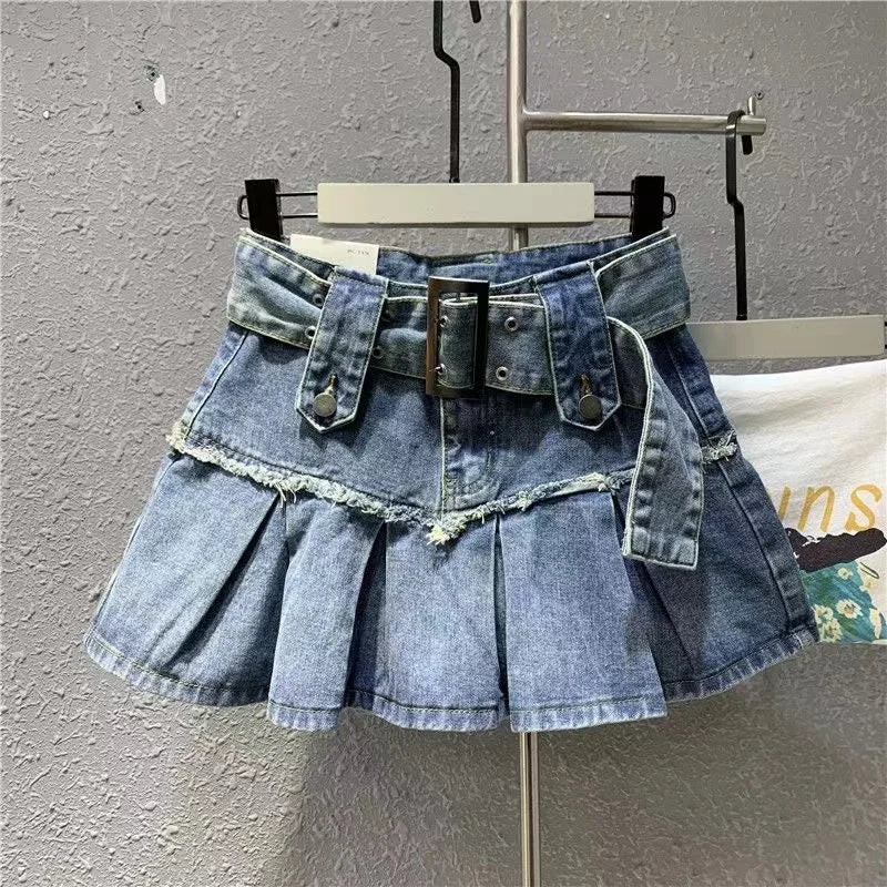 Girls Denim Skirts Vintage Jean Skirt 2024 New Blue Denim Skirts For Teenage Kids Clothing