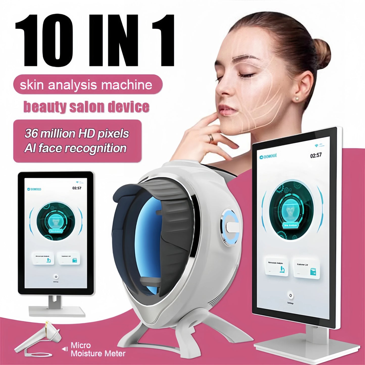 Esintelligent Scanner Skin Analyzer Device Facial Skin Analysis AI Skin Arrivals 3D Analyzer Facial Skin Test