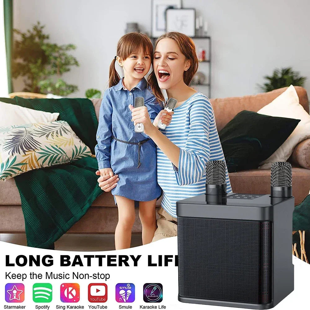 Karaoke Machine for Adults, Portable Bluetooth Speaker with 2 Wireless Microphones, Portable PA System for Big Party, Outdoor