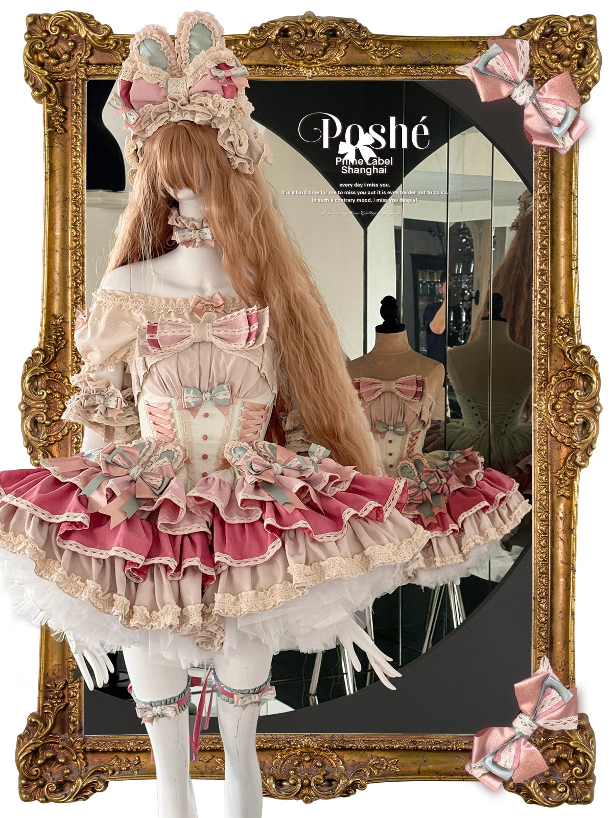 Sweet Cute Girls Lolita Clothing Accessories Set Princess Ribbon Lace Bow Headband Choker Necklace Bracelet and Leg Ring