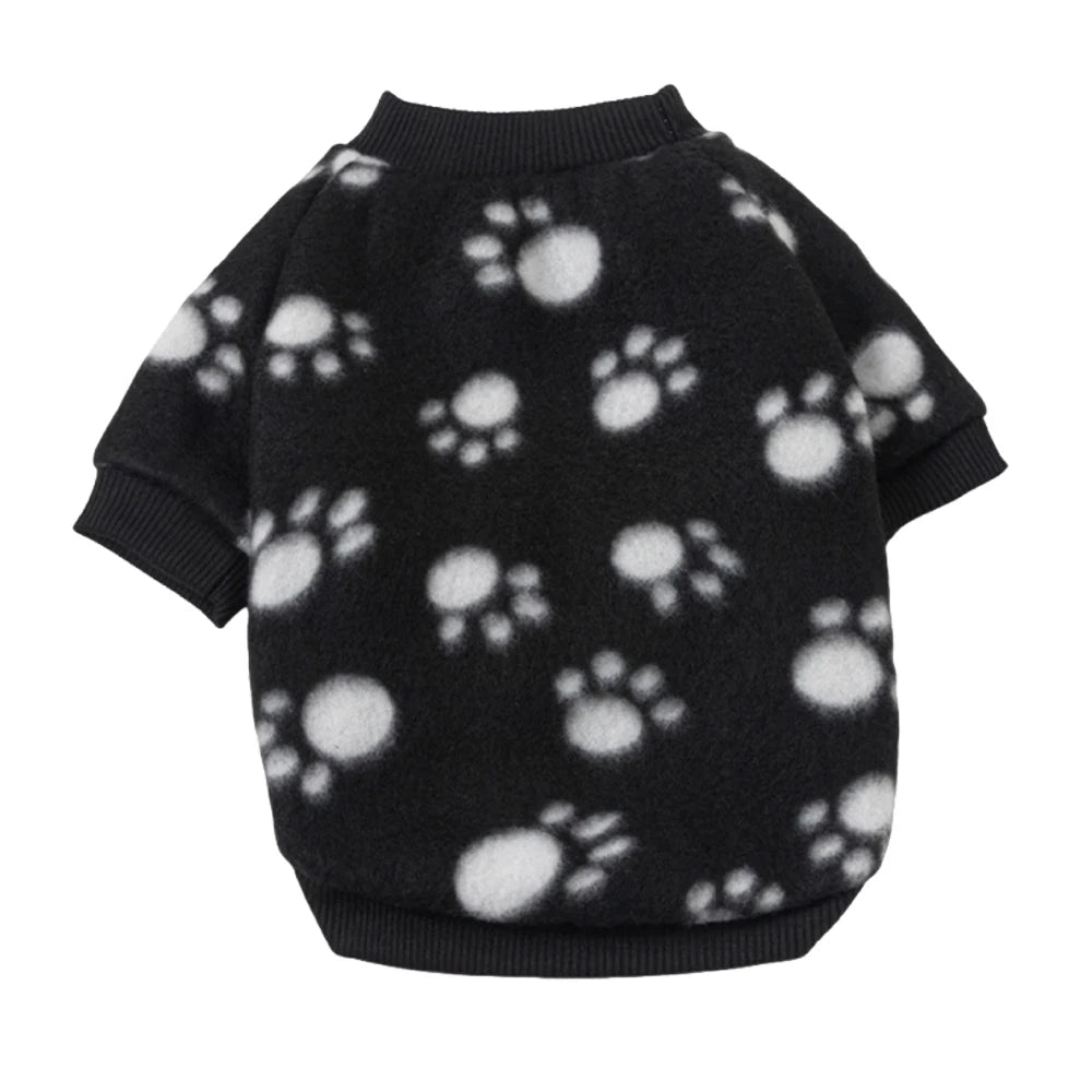 Warm Fleece Pet Pullover Sweater for Cats And Small Dogs Autumn Winter Cat Puppy Clothes Cute Printed Kitten Costume Outfits