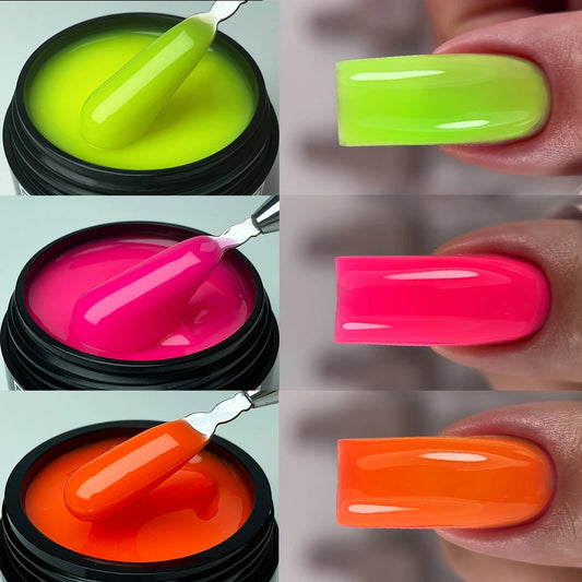 Jillnails Neon Gel Builder 50G Neon Green Pink Orange Red Yellow Builder UV Hard Gel for Nails Extension